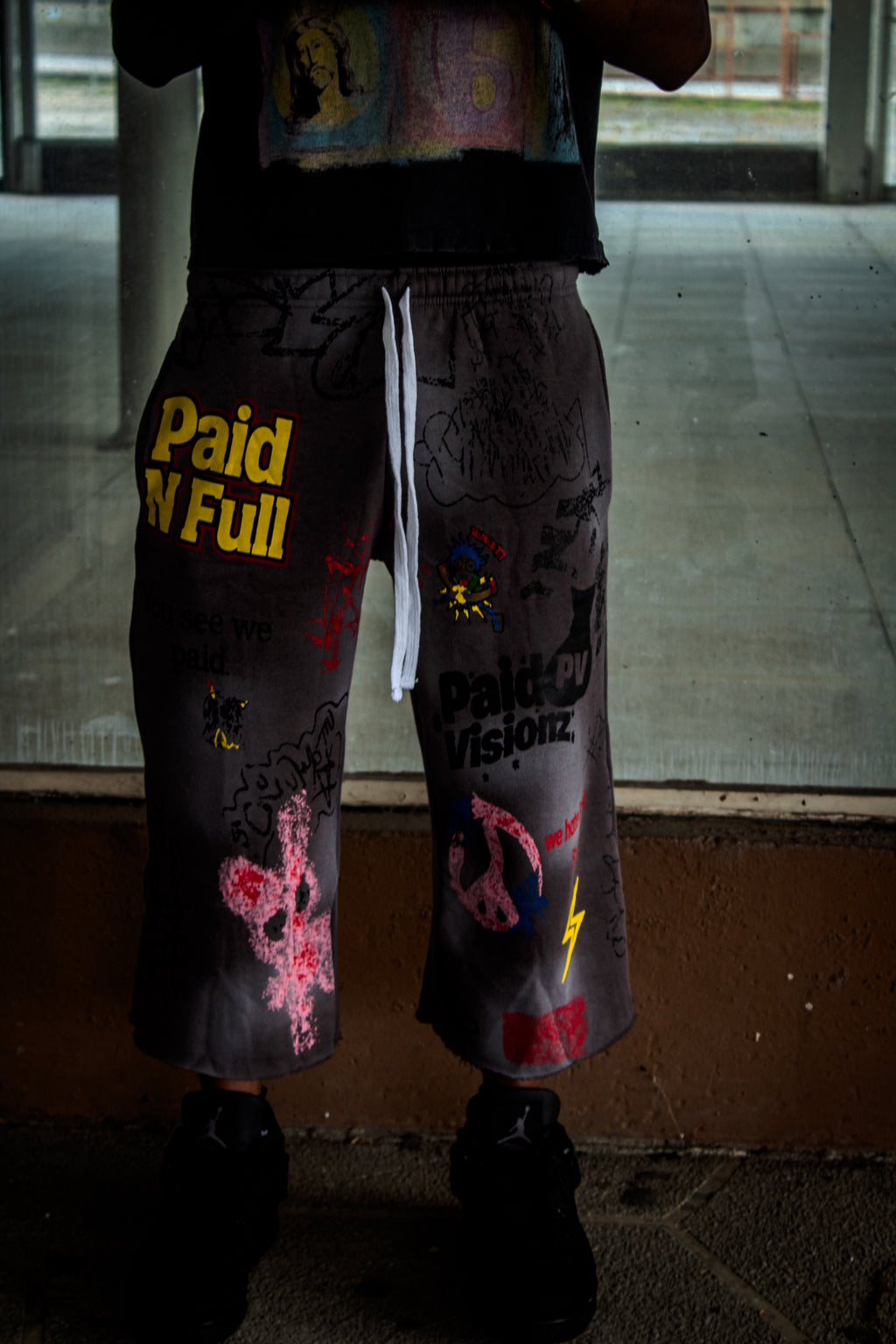 “Paid Graffiti” Long Fashion Shorts