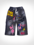 “Paid Graffiti” Long Fashion Shorts